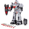 Think Gizmos Large Remote Control Robot for Kids – Superb Fun Toy RC Robot – Remote Control Toy Shoots Missiles, Walks, Talks & Dances (10 Functions) (Silver) Silver