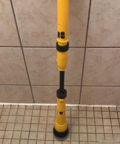 2 Battery Electric Spin Scrubber, 1000RPM Cordless Cleaning Brush Waterproof with 20V Power Supplied, Adjustable Extension Arm, 4 Replaceable Cleaning Heads, Hook, Gloves - for Tub/Tile/Wall/Floor Yellow-2 Batteries 26 71jDjYioXXL