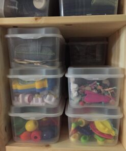 Sterilite FlipTop, Stackable Small Storage Bin with Hinging Lid, Plastic Container to Organize Desk at Home, Classroom, Office, Clear, 12-Pack 12 Pack 34 71jEBCnBjqL