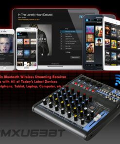 Pyle Professional Audio Mixer Sound Board Console - Desk System Interface with 6 Channel, USB, Bluetooth, Digital MP3 Computer Input, 48V Phantom Power, FX16 Bit DSP- PMXU63BT , Black 27 71jETekFfqL