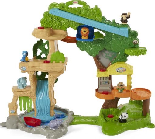 Fisher-Price Little People Toddler Playset Share & Care Safari 2-Ft Tall Toy with Lights Sounds & 7 Figures for Ages 1+ years (Amazon Exclusive)