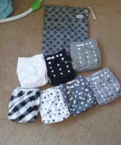 Nora's Nursery Baby Cloth Pocket Diapers Bamboo Inserts 1 Wet Bag 7 Pack B&W Unisex 2 36 71jGd33MXoL