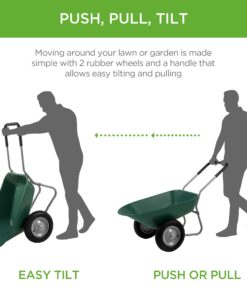 Best Choice Products Dual-Wheel Home Utility Yard Wheelbarrow Garden Cart w/Built-in Stand for Lawn, Gardening, Grass, Soil, Bricks, and Construction, Green 31 71jHV7VdT7L