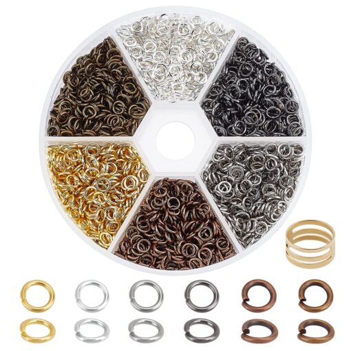 PH PandaHall Iron Open Jump Ring, 3300Pcs 6 Colors Unsoldered O Rings 4mm 21-Gauge Metal Jewelry Connector with Opener Tool for Earring Bracelet Neckalce Jewelry Craft 6 Colors-3300pcs