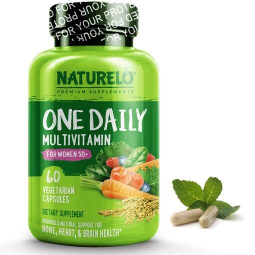 NATURELO One Daily Multivitamin for Women 50+ (Iron Free) - Menopause Support for Women Over 50 - Whole Food Supplement - Non-GMO - No Soy - 60 Capsules - 2 Month Supply 60 Count (Pack of 1)