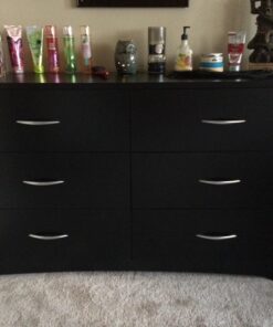 South Shore Step One 6-Drawer Double Dresser,Pure Black with Matte Nickel Handles Pure Black 36 71jJ0w7dgLL