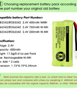iMah BT183342 BT283342 Cordless Phone Battery Also Replace BT166342 BT266342 BT162342 BT262342, 6-Pack 11 71jJYDfC2L