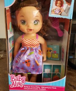 Baby Alive C2695 READY FOR SCHOOL BABY: Brown Hair Baby Doll, School-Themed Dress, Doll Accessories Include Notebook & Brush, Doll For 3-Year-Old Girls and Boys and Up, Multicolor (Amazon Exclusive) 37 71jJd7f9aTL
