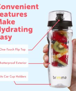 Brimma Fruit Infuser Water Bottle - 32 oz Large, Leakproof Plastic Fruit Infusion Water Bottle for Gym, Camping, and Travel 31 71jJfMbDuiL