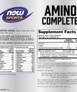 NOW Sports Nutrition, Amino Complete™, Protein Blend With 21 Aminos and B-6, 360 Veg Capsules 360 Count (Pack of 1) 13 71jLPJWNapL