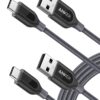 Fast Charging Cable, Anker [2-Pack 6ft] Powerline+ USB-C to USB-A, Double-Braided Nylon, USB Type C, for Samsung Galaxy S10/ S9 / S9+ / S8 / S8+ , iPad Pro 2018, MacBook and More(Gray) 6 Feet Grey 2