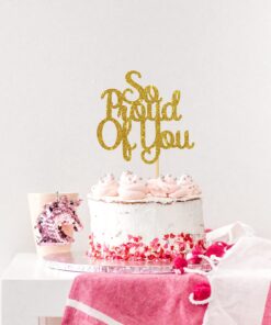 We are So Proud of You Cake Topper High School Graduation, Senior Graduation Party Supplies (Gold Glitter) 16 71jMC aHgGS