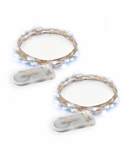 RTGS Products Cold White Colored LED Lights Indoor and Outdoor String Lights, Fairy Lights Battery Powered for Patio, Bedroom, Holiday Decor, etc COLD WHITE COLOR 20 LEDs 6.5 FEET 2 SETs