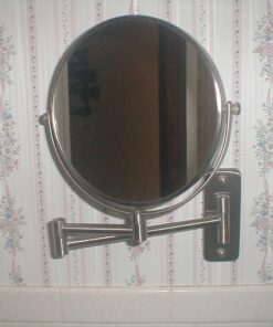 JERDON Two-Sided Wall-Mounted Makeup Mirror - Makeup Mirror with 5X Magnification & Wall-Mount Arm - 8-Inch Diameter Mirror with Nickel Finish Wall Mount - Model JP7506N 29 71jNv xWQFL 2