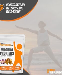 BULKSUPPLEMENTS.COM Mucuna Pruriens Extract - Herbal Supplements, Mucuna Pruriens Supplements, Mucuna Pruriens Powder - Vegan & Gluten Free, 500mg per Serving, 250g (8.8 oz) 8.8 Ounce (Pack of 1) 10 71jOHZDgB4L