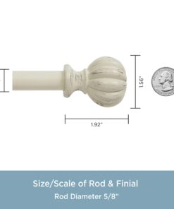 Kenney KN71604 Rachel Fluted Knob End Standard Decorative Window Curtain Rod, 28-48" Adjustable Length, Antique White Finish, 5/8" Diameter Steel Tube 28-48" 27 71jOZvNzYkL