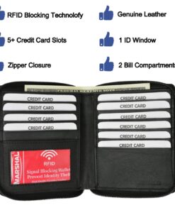 RFID Blocking Mens Leather Zippered Wallet (Black) Black 9 71jOt1rAUjL