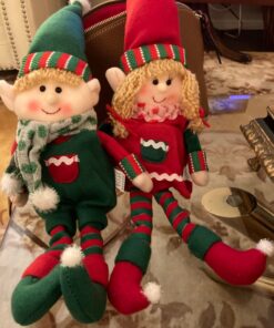 Elf Plush Christmas Stuffed Dolls, Set of 2 - 12" Boy and Girl Elves Holiday Cute Plush Shelf Toys - Fun Kids Buddy Figurine Decorations, Christmas Winter Holiday Party Festive Decor and Gift Exchange 34 71jQNg3NuEL
