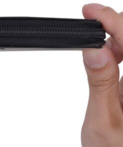 RFID Blocking Mens Leather Zippered Wallet (Black) Black 10 71jQt5IOjL