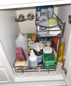 LYNK PROFESSIONAL® Slide Out Under Sink Cabinet Organizer - 11.5 in. wide x 18 inch deep - Sliding Pull Out Shelf for Inside Kitchen Cabinet or Under Sink - Lifetime Limited Warranty – Chrome 11.5x18 Chrome 37 71jRD6ytcdL