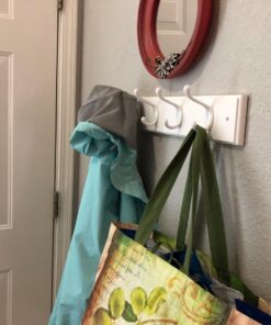 Liberty Hardware 129847 18-Inch Coat and Hat Rail/Rack with 4 Heavy Duty Hooks, White and White Flat White/White 27 71jRKzl3KL