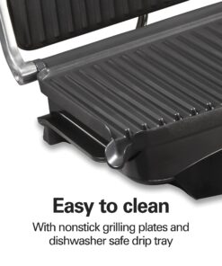 Hamilton Beach Steak Lover's Electric Indoor Searing Grill, Nonstick 100 Square, Stainless Steel (25331), Black and Stainless, Medium Serving 31 71jRdoAUJL