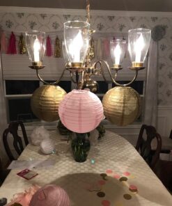 Baby Shower Decorations Furuix 12pcs Pink Gold Party Decorations Tissue Paper Pom Pom Honeycomb Ball and Paper Lantern for One Year Old Girls' Princess Birthday Decorations 19 71jSJ94CRvL