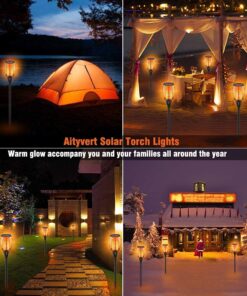 Aityvert Upgraded Larger Solar Torch Lights, Waterproof Outdoor Dancing Flames Lights, Flickering Flames Garden Lights, Landscape Decoration Pathway Patio Lights 43" 96 LED (4 Pack) Pack of 4 22 71jSr9oOF8S
