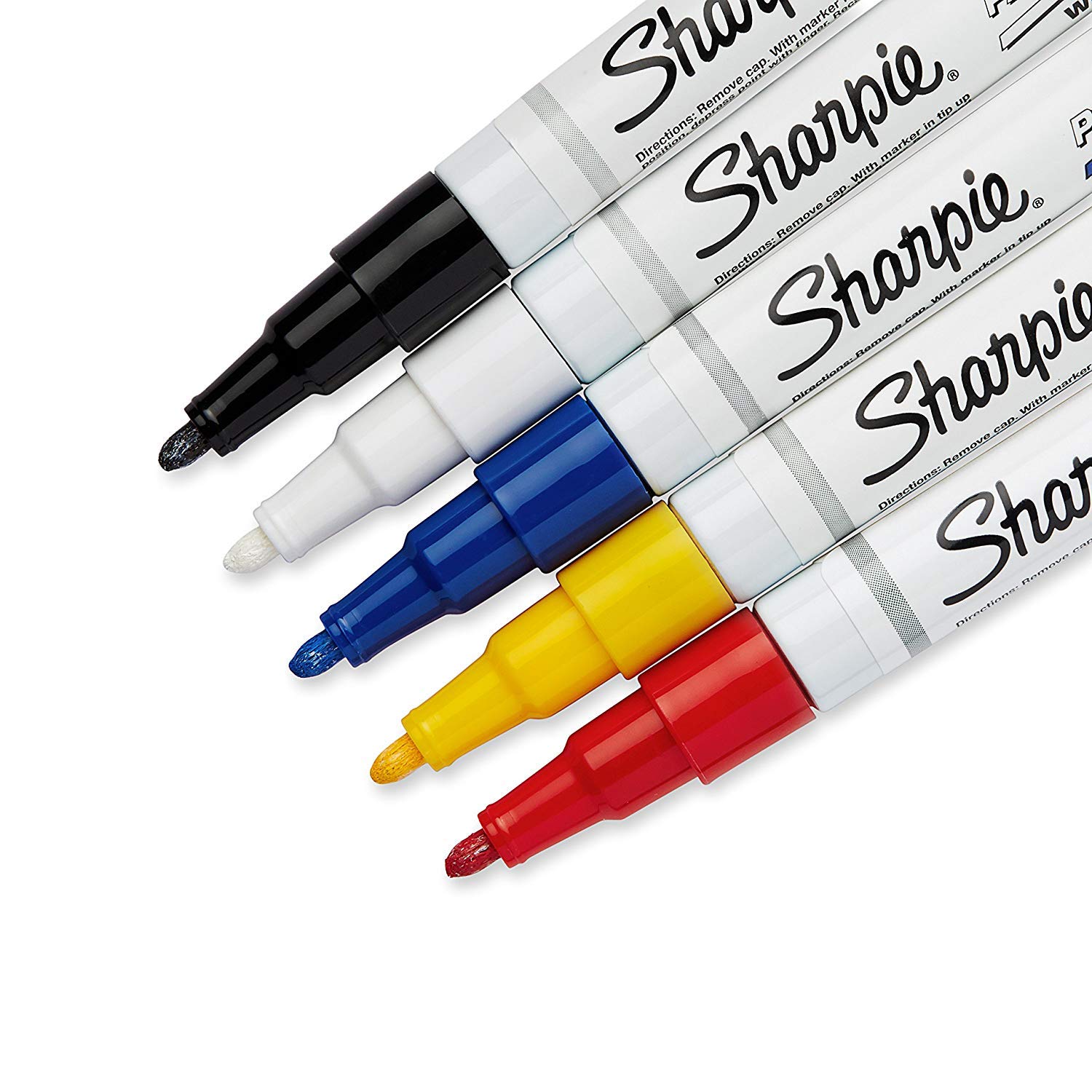 SHARPIE Oil-Based Paint Markers, Fine Point, Assorted Colors, 5 Count - Great for Rock Painting Classic Assorted 5 Count (Pack of 1) Fine Tip 3 SHARPIE Oil-Based Paint Markers, Fine Point, Assorted Colors, 5 Count - Great for Rock Painting Classic Assorted 5 Count (Pack of 1) Fine Tip - Image 3