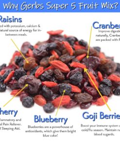 Alternative view of GERBS Super 5 Dried Fruit Snack Mix 2 LBS. Premium | Top 14 Food Allergy Free | Resealable Bulk Bag | Made in USA | Dried Blueberry Cranberry Cherry Raisin Goji Berries Trail Mix | Gluten Peanut Free