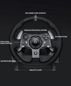 Logitech G920 Driving Force Racing Wheel and Floor Pedals, Real Force Feedback, Stainless Steel Paddle Shifters, Leather Steering Wheel Cover for Xbox Series X|S, Xbox One, PC, Mac - Black 29 71jVMn9XgBL