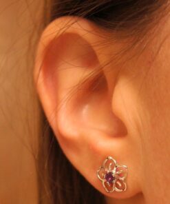 Amazon Collection Sterling Silver Sky Flower Stud Earrings Purple Amethyst 39 71jVTyhw2cL