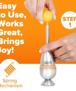 Alternative view of Eparé Egg Cups For Soft Boiled Eggs with Spoons - Egg & Cracker Tool Set - Stainless Steel Egg Opener Topper & Cutter - Hard Boiled Egg Holder Tool Yellow Rubber Handle