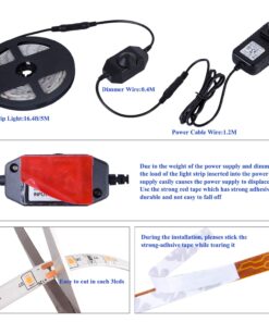 JUNWEN 16.4ft White Led Strip Lights, 12V Outdoor Led Strip Lights Waterproof Flexible Led Light Strip Indoor Plug in Cuttable SMD2835 Dimmable led Strip Light for Bedroom Cabinet Kitchen TV Hallway Daylight White 25 71jXOhuldiL