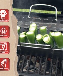 BBQ-Aid Jalapeno Poppers Grill Rack with Handles - Jalapeno Popper Holder for Grill - Easy to Pick Up - Chicken Legs & Wings or Chili - 36 Capacity Racks- BBQ Grill and Smoker Accessories 16 71jYFfC3spL