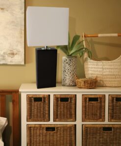 Elegant Designs LT1025-BLK Modern Leather Table Lamp with White Fabric Shade, Black 1 34 71jYZOzjqnL