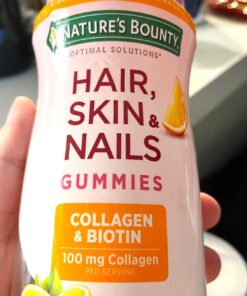 Nature's Bounty Optimal Solutions Hair, Skin & Nails with Biotin and Collagen, Citrus-Flavored Gummies Vitamin Supplement, 2500 mcg, 80 Ct 80 Count (Pack of 1) 28 71jYaxgoxEL