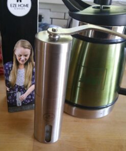 EZE Homegoods Hand Coffee Mill Grinder with Conical Ceramic Burr | Consistent Grind Every Time, Professional Grade, Stainless Steel, Lightweight and Portable, Heavy Duty Extra Long Hand Crank 2 Round 38 71jYy34nPNL