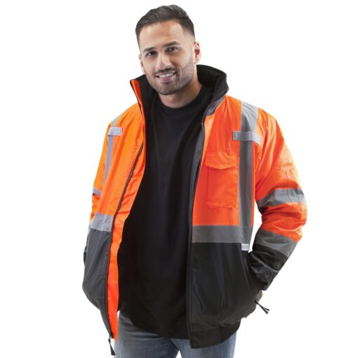 JORESTECH High Visibility Waterproof Bomber Jacket ANSI/ISEA 107-2015 Class 3 Level 2 … Large Orange