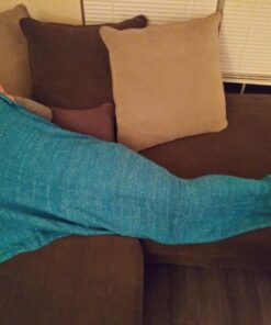 LAGHCAT Mermaid Tail Blanket Crochet Mermaid Blanket for Adult, Soft All Seasons Snuggle Mermaid Sleeping Bag Blankets 71"x35.5" Blue 40 71japwEicIL
