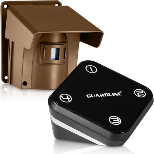 Guardline 500 Foot Range Wireless Driveway Alarm [1 Motion Detector Alarm Sensor & 1 Receiver] Weatherproof Outdoor Security Alert System for Home & Property 1 Sensor + 1 Receiver set [500 ft]