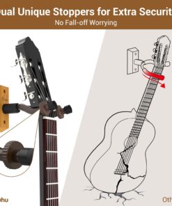 Ohuhu Guitar Wall Mount Hanger: 4-Pack Rotatable Hardwood Guitar Hangers with Screws-Adjustable Stopper Guitar Mount Hook Holder Stand for Ukulele Bass Electric Acoustic Guitar Banjo Mandolin-Wood Wood 27 71jcgIBphjL