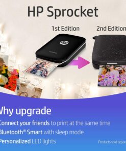 HP Sprocket Portable Color Photo Printer, Print Social Media Photos on 2x3" Sticky-Backed Paper - Black (X7N08A) 41 71jdbVNfXL
