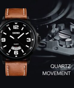 cofuo Mens Fashion Dress Analog Quartz Watch with Brown Leather Band Unique Big Face Number Retro Casual Wrist Watches Classic Business Waterproof Wristwatch Calendar Date Week - Black Brown 23 71jeIJdkZ7L