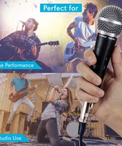 Pyle Professional Dynamic Vocal Microphone - Moving Coil Dynamic Cardioid Unidirectional Handheld Microphone with ON/OFF Switch Includes 15ft XLR Audio Cable to 1/4'' Audio Connection - PDMIC59,Black 14 71jfHwTbfiL