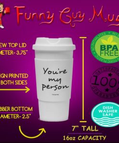 Funny Guy Mugs You're My Person Travel Tumbler With Removable Insulated Silicone Sleeve, White, 16-Ounce 10 71jfw1rsbL