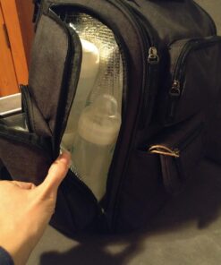 Mancro Diaper Bag Backpack, Multifunctional Dad Diaper Bag with 2 Side Insulated Pockets, Travel Water Resistant Baby Diaper Backpack for Men Women with Stroller Straps, Black 46 71jiwp1EZwL