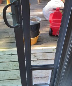 Ideal Pet Products Aluminum Pet Patio Door, Adjustable Height 77-5/8" to 80-3/8", 7" x 11-1/4" Flap Size, White 16 71jkE5Oc7nL