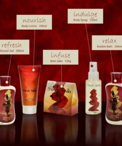 Home Spa Bath Basket French Vanilla Bath & Body Essential Aromatherapy Holiday Set for Women, with Shower Gel, Bubble Bath, Bath Salt, Body Lotion, Body Spray in Natural Wood Curio 11 71jkU5ngRmL