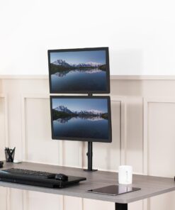 VIVO Dual LCD Monitor Desk Mount Stand Heavy Duty Stacked, Holds Vertical 2 Screens up to 32" (STAND-V002T) Black 22 71jkrGC7FDL